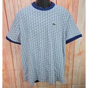 Lacoste Boys Regular Fit T-Shirt XXL Blue Geometric Pattern